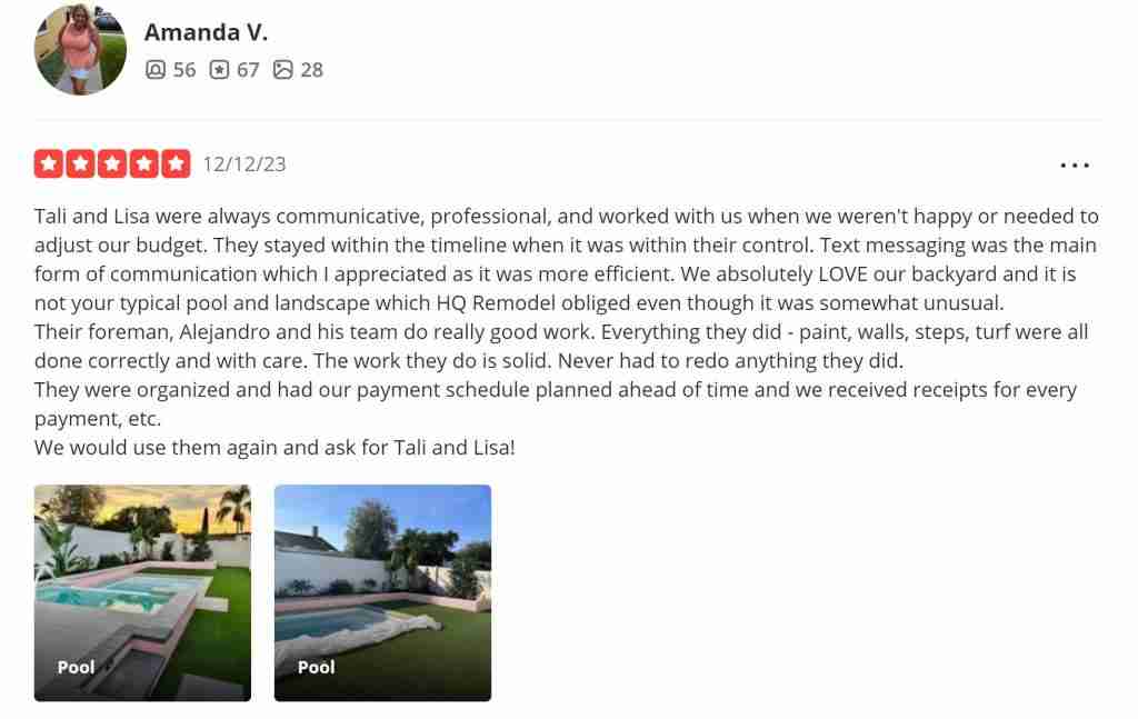 Review Amanda by HQ Remodeling